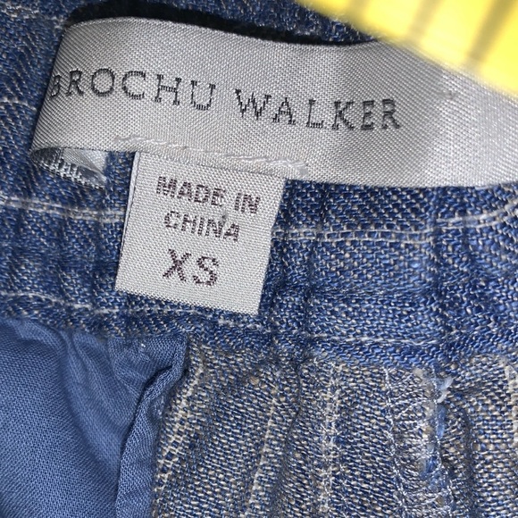 Brochu Walker linen wide leg cropped Blue pin Striped Women's Pants size XS - Picture 7 of 10